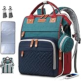 SHITIESHOU Diaper Bag Backpack Baby Bag for Mom Dad with Changing Pad, 19 Pockets, Large Waterproof Travel Baby Girl Boy Toddle Diaper Bag with Insulated Pocket, Baby Shower Gifts, Colorful