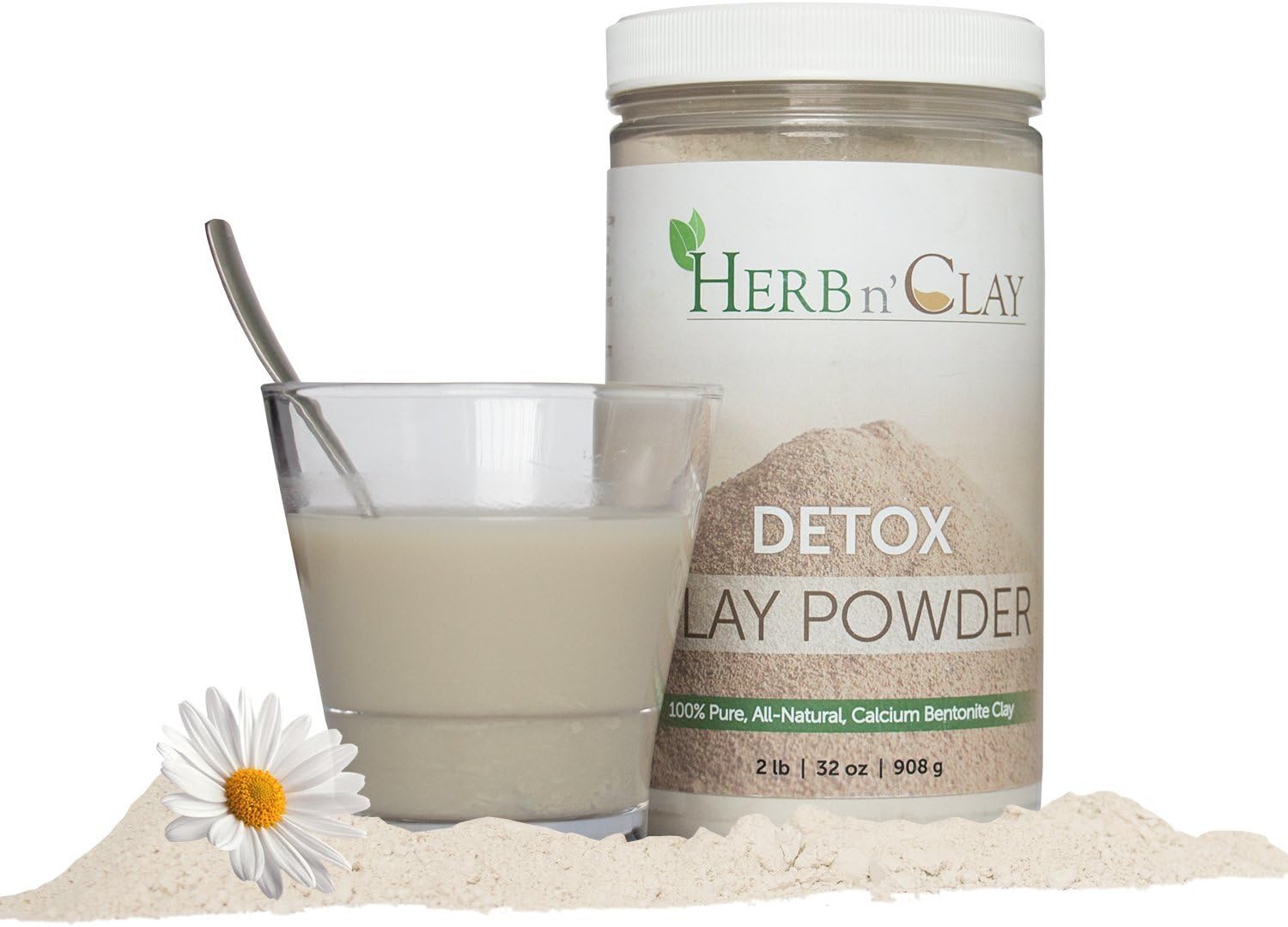 Herb n' Clay 100 Natural Calcium Bentonite Detox Clay Powder 32 Ounce