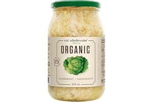 Eat Wholesome Organic Sauerkraut, 909ml - Naturally Fermented, Live Cultures, Probiotic, No Preservatives, Non-GMO, Vegan, Gl