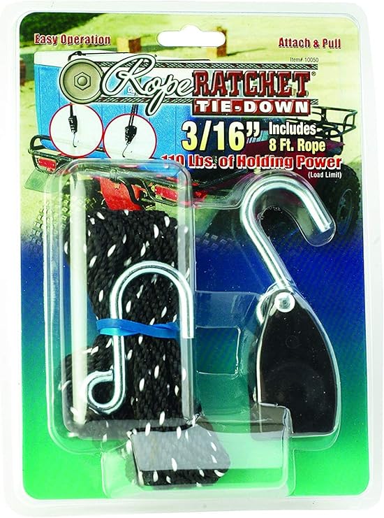 Rope Ratchet 10050 3/16" Rope Ratchet with 8' Solid Braided