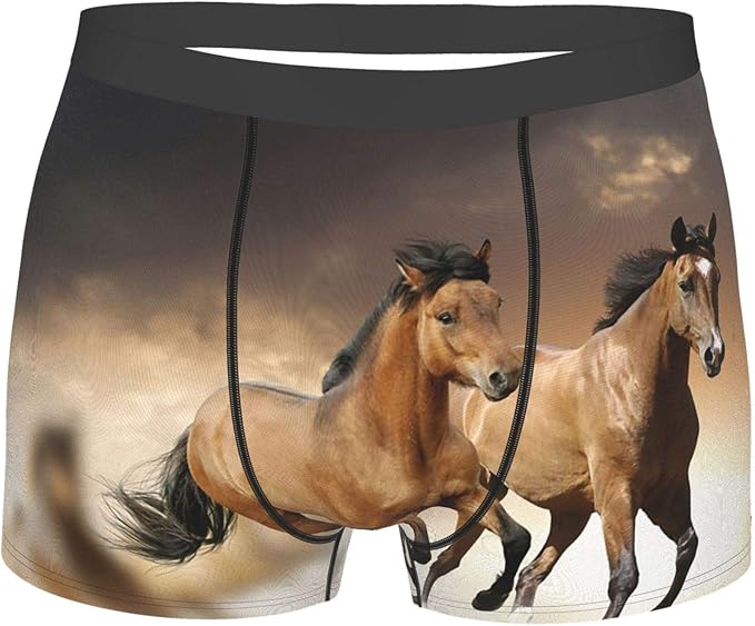 Terdelerster Running Horse Men's Underwear Boxer Briefs Cotton Sport