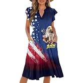 NRBEAWD Women's Casual Ruffle Sleeve Dress V Neck Pullover Dress Flowy A-Line Pleated Lightweight Dress with Pockets