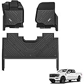 3W Floor Mats Fit for 2015-2025 2026 Ford F150 / F-150 Lightning SuperCrew Cab, TPE All Weather Heavy Duty Floor Liner Custom Fit Accessories Car Liners (with Original Folding Under-Seat Storage Box)