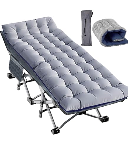 Lit De Camp Pliant Réglable 6 Positions – Matelas Amovible, Charge 200kg