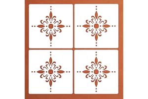 LEYHOONEY Tile Stencils Floor Stencils 4 Pieces 8 x 8 Inches Reusable Spanish Stencil Template Wall Stencils for Painting Walls, Tile, Floors, Front Porch, Concrete Patios, Wood, Furniture