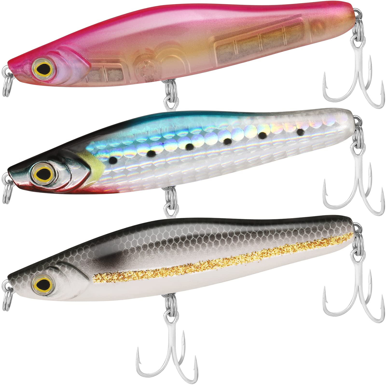 TRUSCEND Easy Catch Swimmax, Magic Noisy Turbulent Wiggling and Vibrating Actions for More Bites Segmented Swimbait Jointed by Strongest Fiber, Lifelike Fishing Lures for Family Fishing Pink