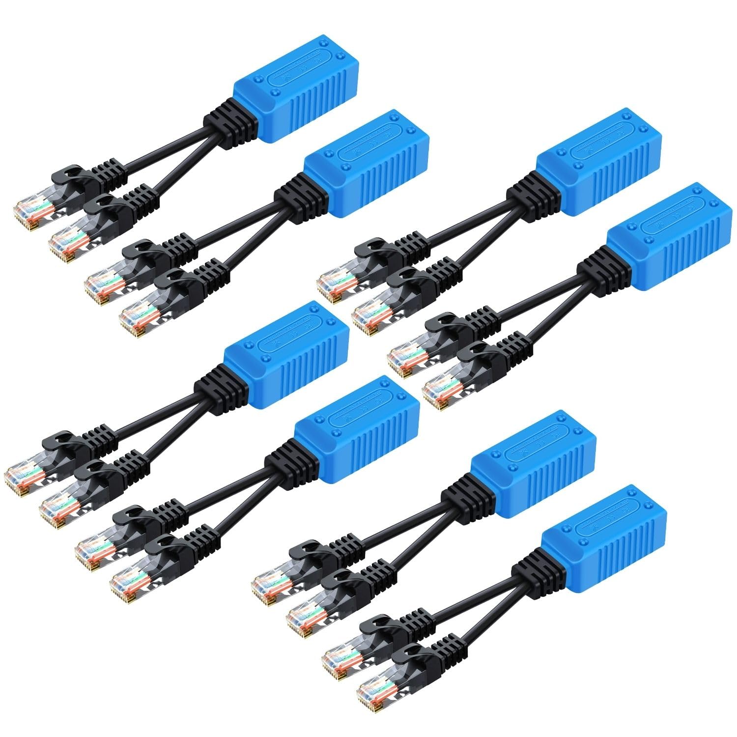 TNP RJ45 Ethernet Cable Combiner/Splitter Kit (4 Pair) - 2 Male to 1 Female POE Data Adapter LAN Ethernet Network Extender Y Splitter Cat5 Cat5e Cat6 UPOE Cable for Surveillance Security Monitoring