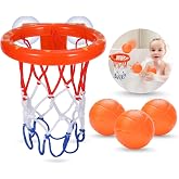 KSABVAIA Bath Toys - Bathtub Basketball Hoop for Kids Toddlers | Bath Toys Shower Toys for Kids Ages 4-8,Suction Cup Basketball Hoop &amp; 3 No Hole Balls Set for Boys Girls
