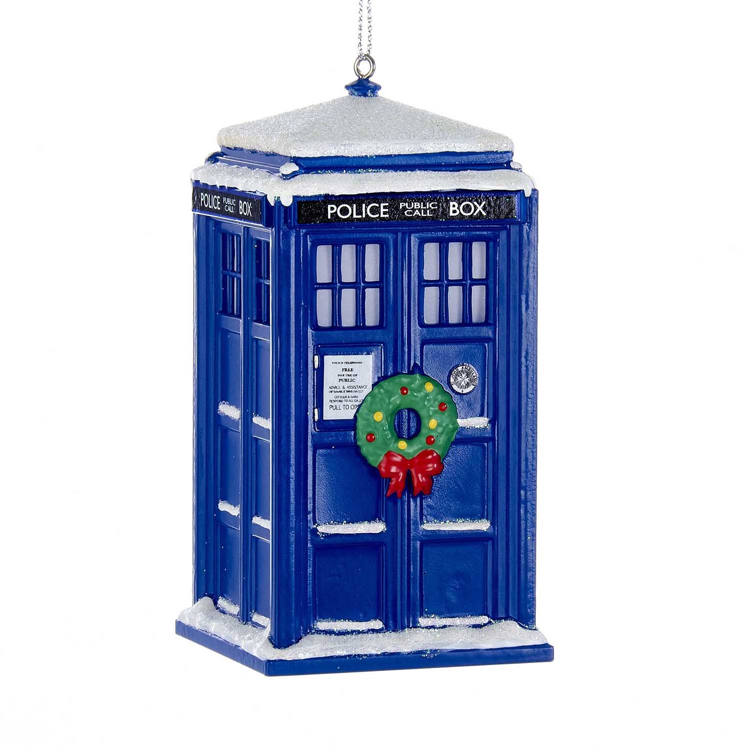 Kurt Adler Doctor Who Tardis With Wreath Light-up Christmas Ornament