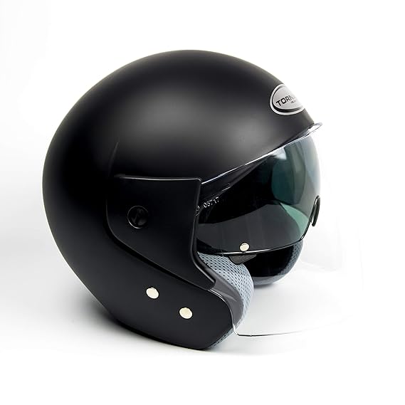 Saferide | Helm Motorrad Mit Sonnenblende Matt Schwarz S - 55-56 cm Rollerhelm Quad Damen Herren Roller Motorradhelm Regensch