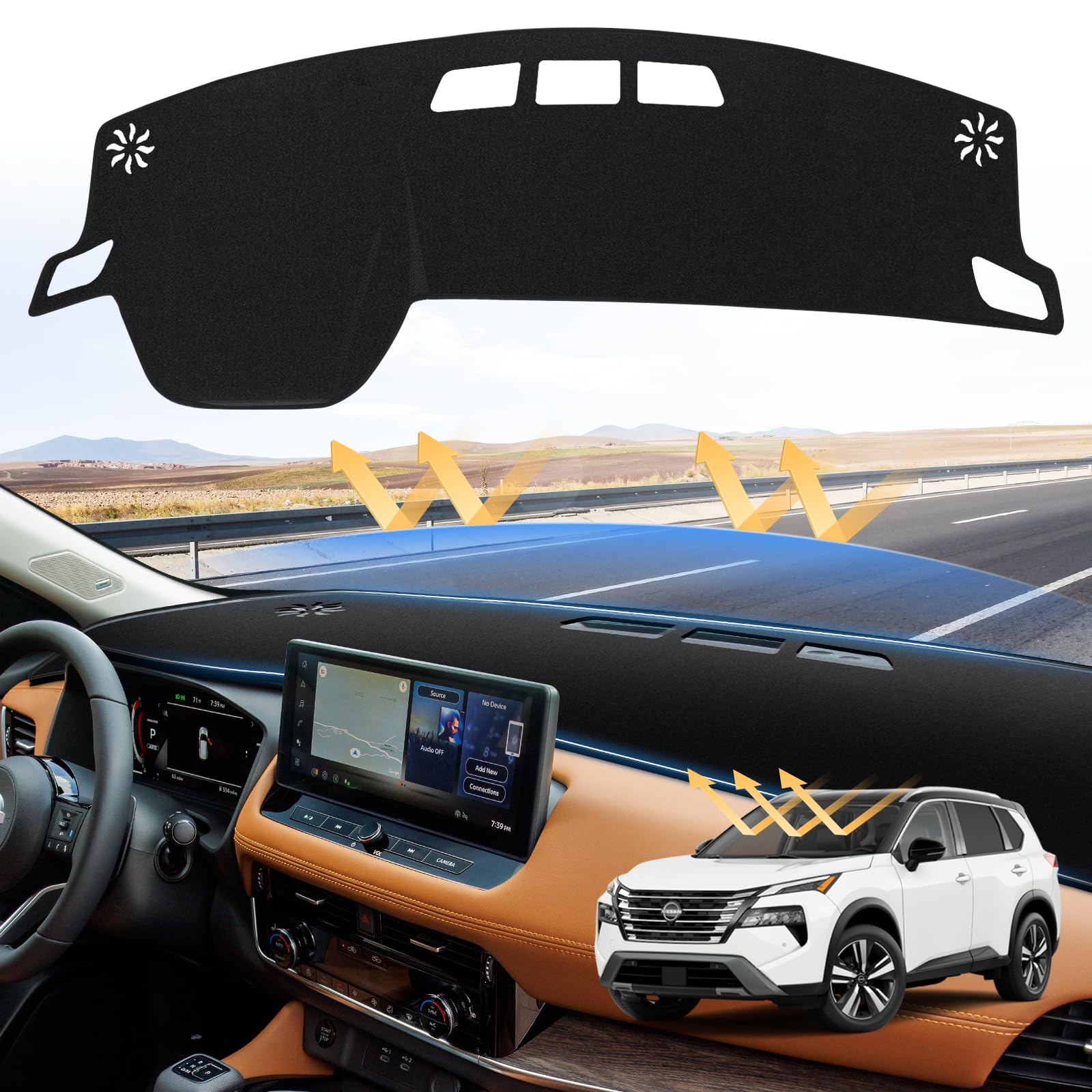 Photo 1 of Sunsdrew Dash Cover for 2021-2024 2025 Nissan Rogue Dashboard Cover Mat for Rogue Accessories Suede Dash Mat Rogue Sun Shade Nonslip Mesh Protector No Glare(NOT for Rogue Sport)