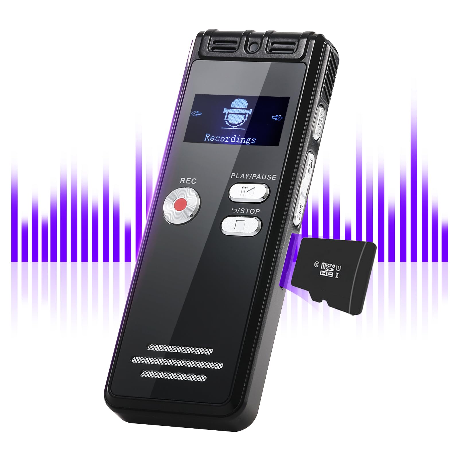 ZIPCIDE Digital Voice Activated Recorder - 3072Kpbs HD Dual MIC Dictaphone with Noise Reduction, 4200 Hours Audio Recording for Interviews/Classes/Meetings (32GB)