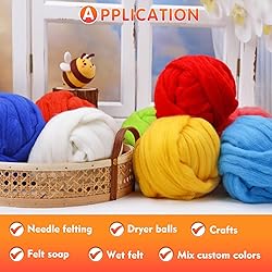 3.53oz Wool Roving Yarn, Wool Felting