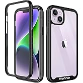 wahhle Compatible with iPhone 14 Plus Case, Full-Body Phone Cover with Screen Protector Shockproof TPU Bumper Case 6.7 Inches-Black Clear