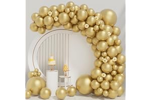 DBKL Gold Balloons 73pcs Gold Balloon Garland Arch Kit 5/10/12/18 Inch Different Sizes Gold Metallic Latex Balloon for Baby Shower Birthday Party Wedding Graduation Decorations Halloween Christmas Balloon