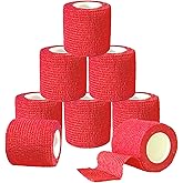 CADEVED 8 Pack 2" x 5 Yards Self Adhesive Bandage Wrap Cohesive Bandage Breathable Self Adherent Vet Tape Elastic Sports Wrap (Red)