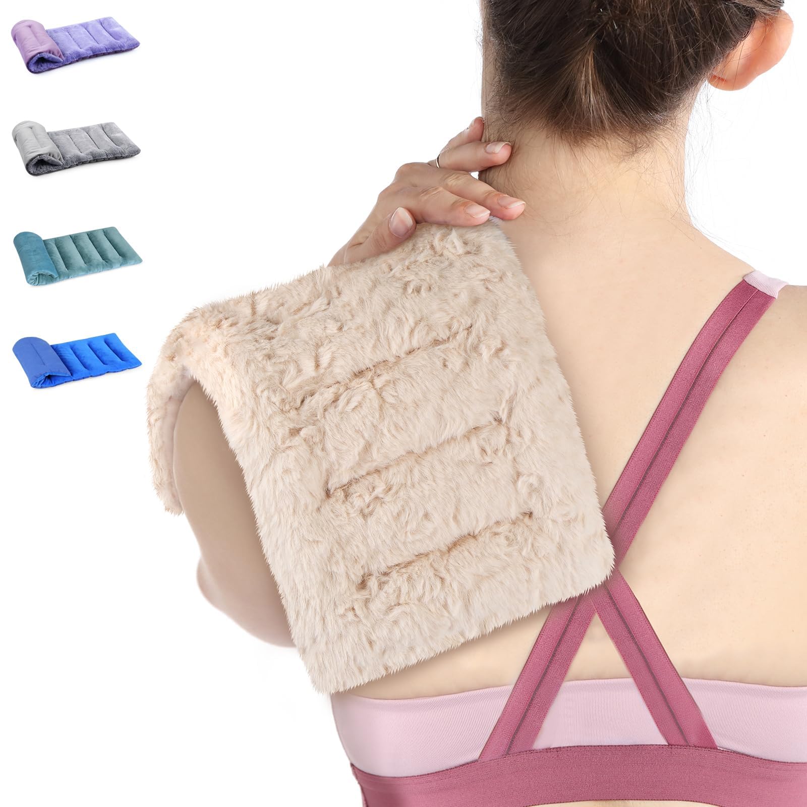 Photo 1 of SuzziPad Microwavable Heating Pads for Discomfort Reducing, 7x16 Heating Pad Microwavable, Muscle Ache, Soothing Fatigue for Neck and Shoulder, Rice Heating Pad Microwavable, Warm Compress, Beige