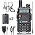 BaoFeng Walkie Talkie UV-5R Dual Band Two Way Radio with one more 1800mAh UV5R Battery one Hand Mic and one TIDRADIO 771 Antenna Baofeng Radio Ham radio