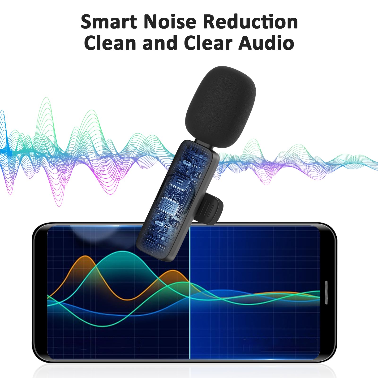 MAYBESTA Wireless Lavalier Lapel Microphone for iPhone Android Phone Laptop - Bluetooth Mini Mic with USB C Interface for YouTube Tiktok Video Recording Interview Podcast Vlog