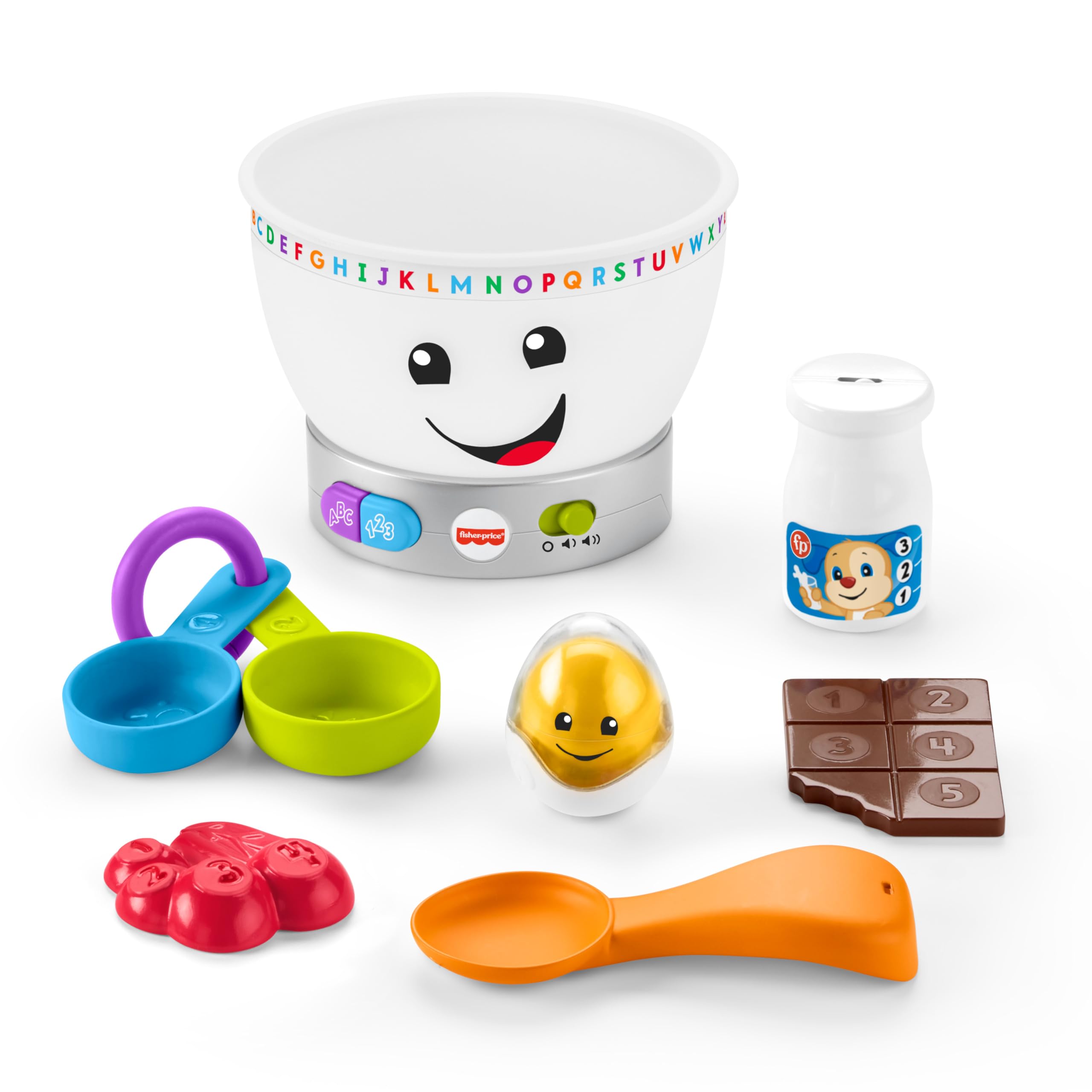 Fisher-Price Laugh & Learn Baby Learning Toy Magic Color Mixing Bowl with Pretend Food Music & Lights for Ages 6+ Months, GJW20