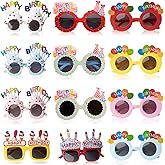 Kabcifea 12 Pairs Happy Birthday Sunglasses Colorful Funny Photo Props Sunglasses Novelty Birthday Party Sunglass Birthday Glasses for Adults Birthday Party Favors