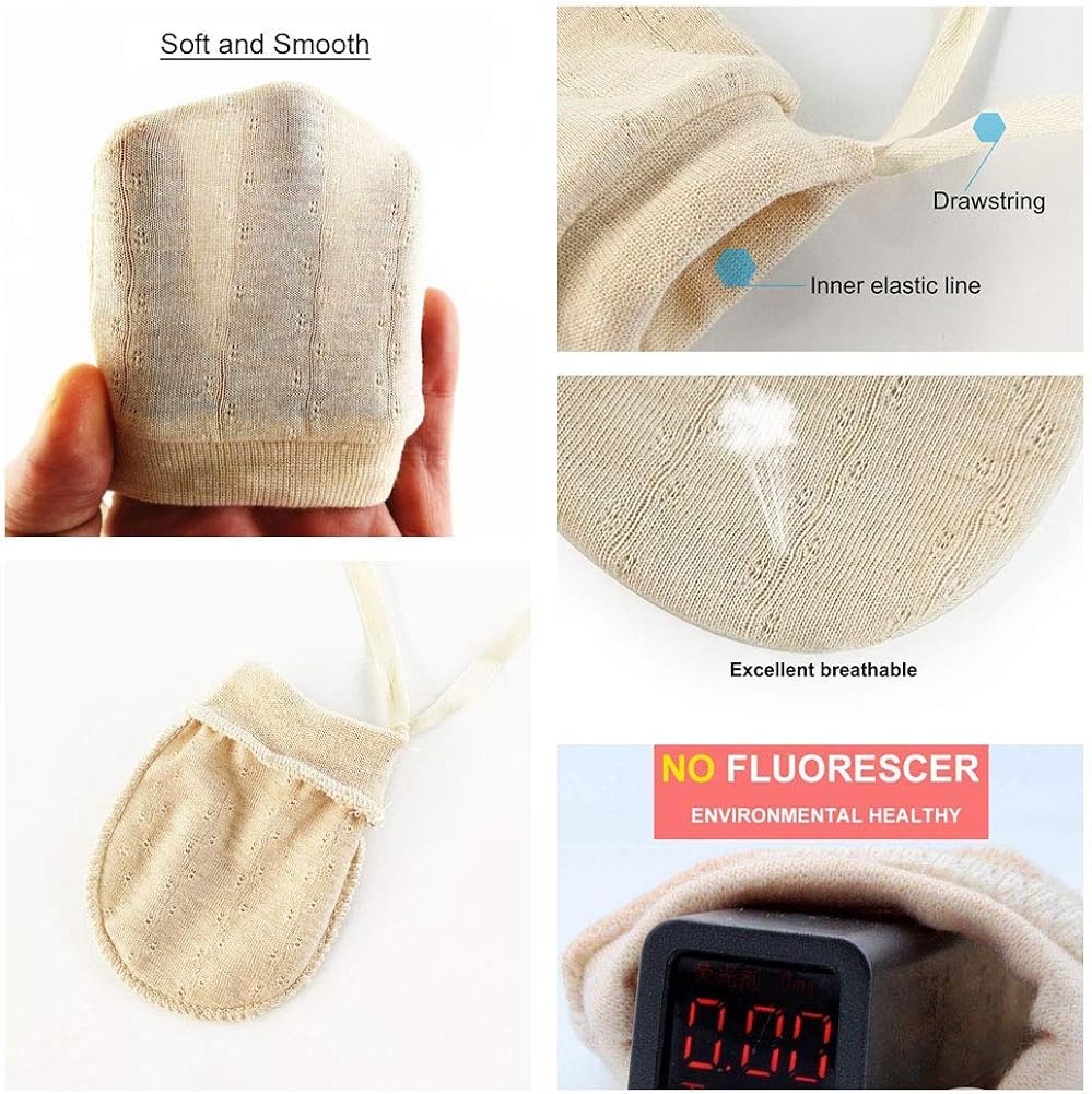 Organic Baby Mittens Newborn Glove No Scratch for Infants Unisex 4 Pairs Soft: Clothing