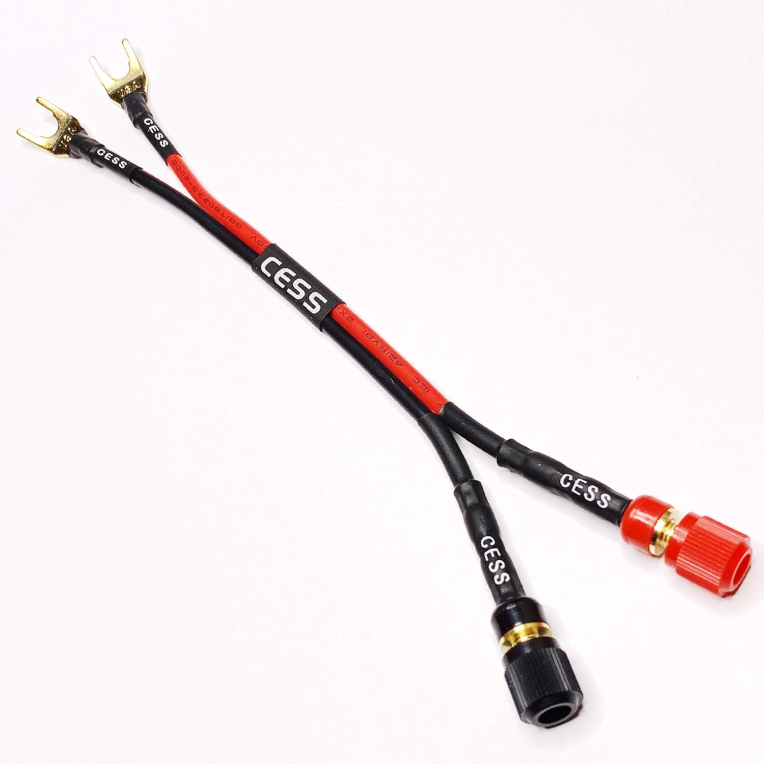 CESS-031 Fork Spade Plugs to Binding Post Banana Female Jack - Spades Extension Cable - 2 Pack: Musical Instruments