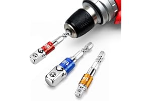 3PCS Impact Grade Socket Adapter Set - 1/4", 3/8", 1/2" Power Drill Socket Adapters,Durable Extension Driver Bit for High Torque Impact Wrench with Easy Size Identification