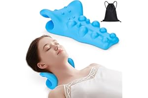 Wingeema BL02 Neck and Shoulder Relaxer with Upper Back Massage Point, Cervical Traction Device Neck Stretcher for TMJ Pain Relief and Cervical Spine Alignment Chiropractic Pillow Blue