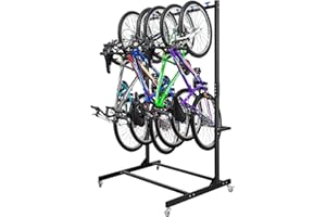 HONYTA Freestanding Bike Storage Rack, Hold Up to 5 Bikes Sturdy Steel Bicycle Rack, Bike Storage Racks for Garage Organizer, Indoor and Outdoor Bike Storage Rack