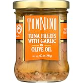 Tonnino Garlic Olive Oil Yellowfin Tuna Fillets, FAD-Free, 6.7 oz Pack of 6