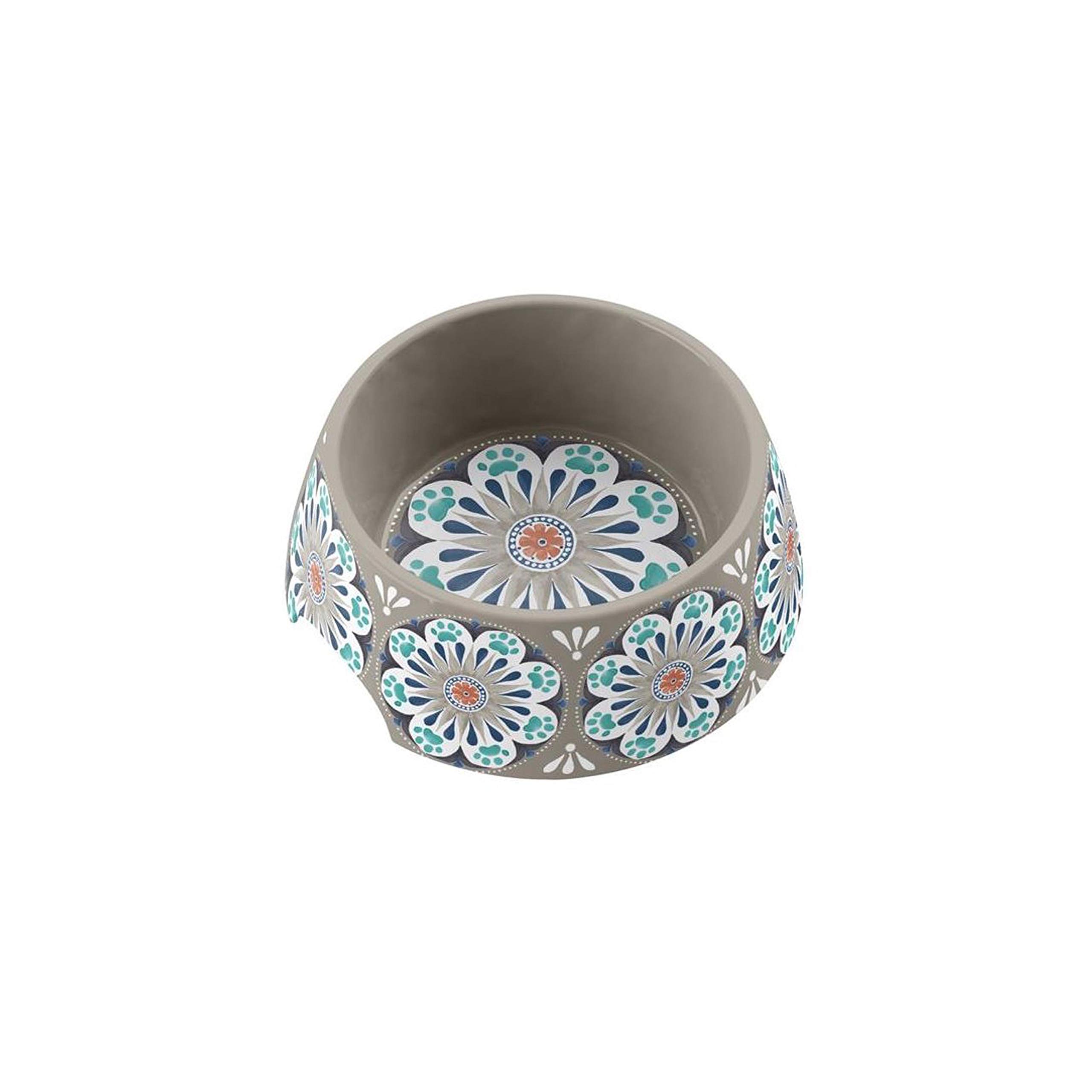 Auntie Morags Carmel Medallion Melamine Medium Pet Bowl - Grey