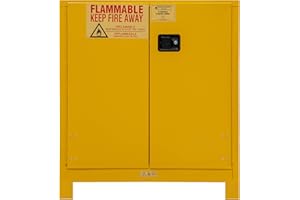 Durham 1030ML-50 Flammable Safety Cabinet with 2 Manual Door and Legs, 43" x 18" x 50", 30 gal Capacity, Yellow