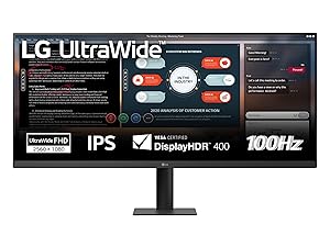 LG 34U511A Monitor UltraWide 21:9 34″ IPS, WFHD (2560×1080), HDR 400, 100Hz, sRGB 99%, HDMI, DisplayPort, Uscita Cuffie, Schermo Antiriflesso, Reader Mode, Flicker Safe, Nero