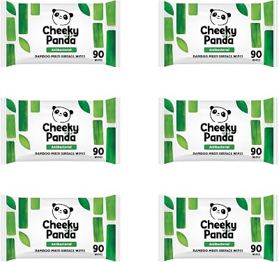 The Cheeky Panda Antibacterial Wipes 6 x 90 Biodegradable Bamboo