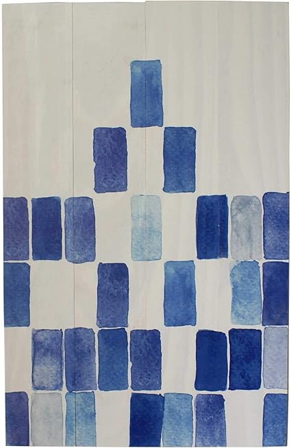 Liza Line Tableau Decoration Murale En Bois Cadre Vintage Art Panneau Deco Moderne Pour Le Salon Chambre Cuisine Bureau Mosaique Pin Massif 60cm X 40cm Bleu Amazon Fr Cuisine Maison