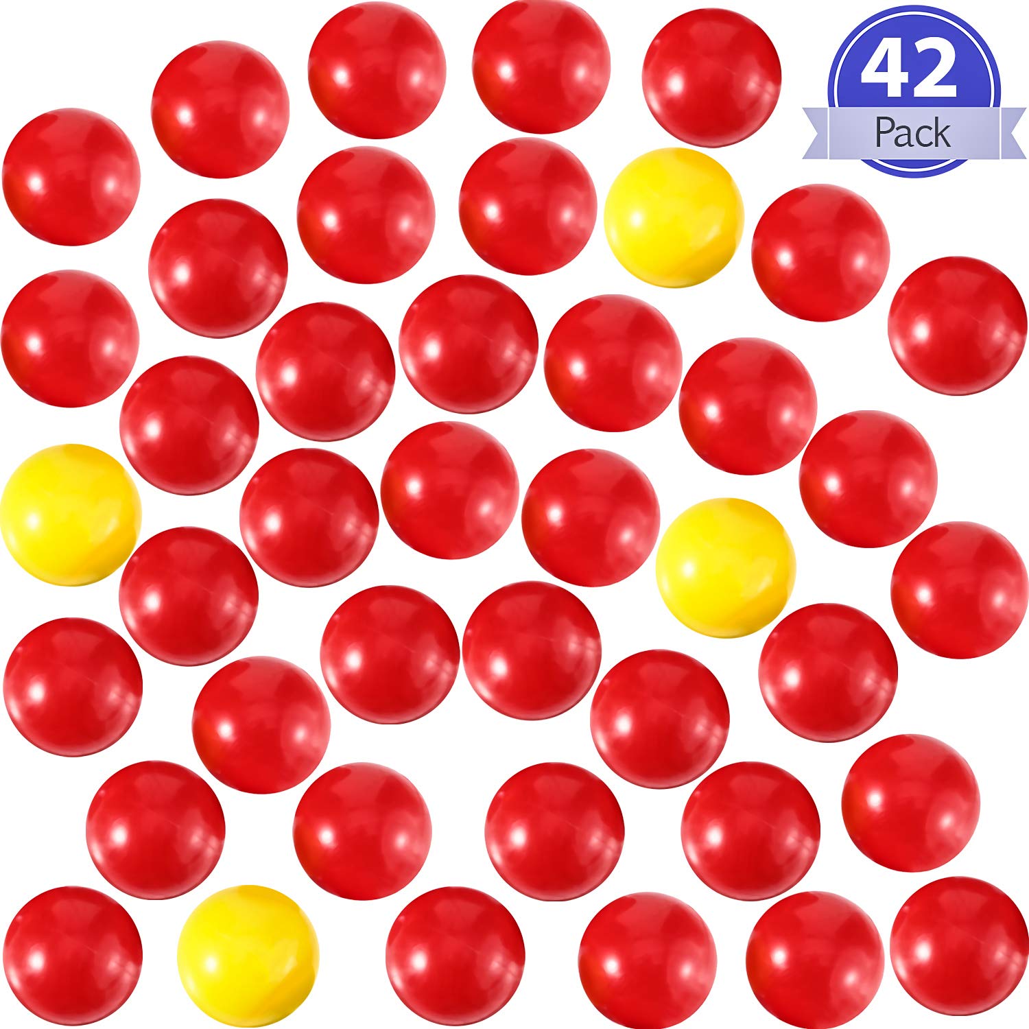 Gejoy 42 Pieces Game Replacement Marbles 2 Sets Game Replacement Balls Compatible with Hungry Hungry Hippos, 38 Red and 4 Yellow