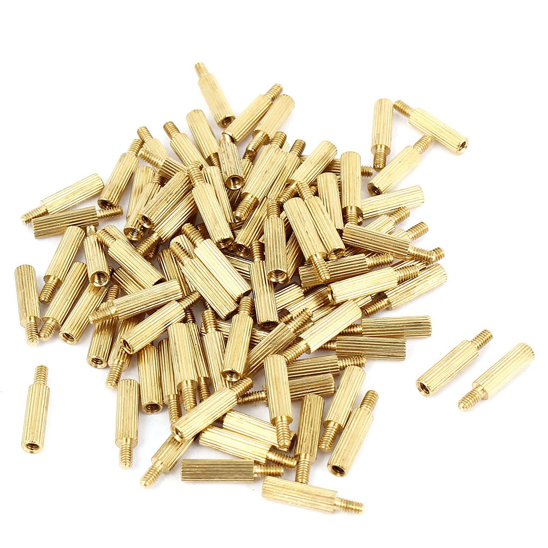 Sourcingmap M2x10mm Male to Female Thread Cylinder PCB Board Brass Pillars Standoff 100Pcs
