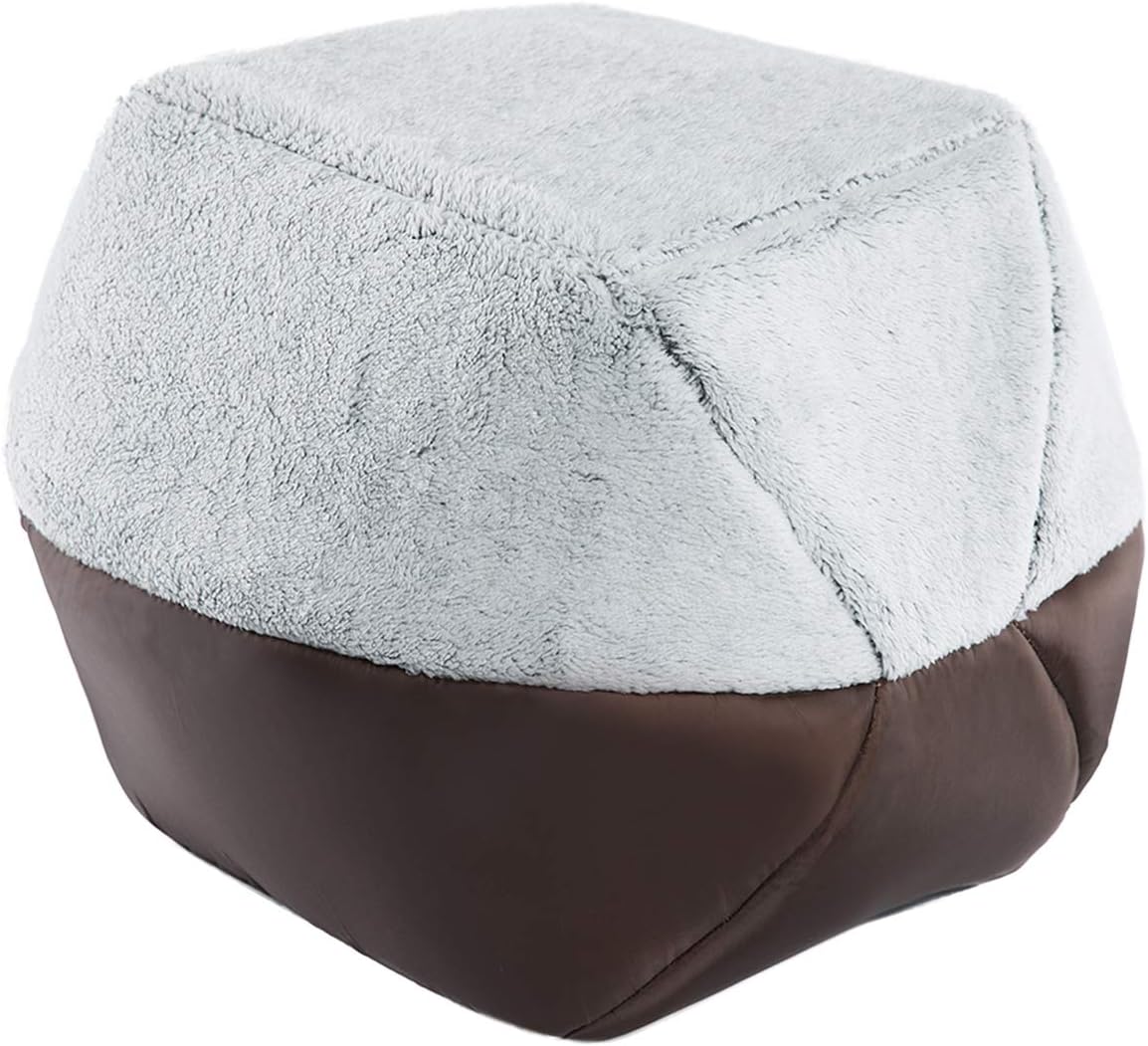 Hollypet Coral Velvet Self-Warming 2 in 1 Foldable Cave House Shape Nest Pet Sleeping Bed for Cats and Small Dogs, Gray : Pet Supplies