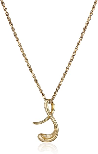 Amazon Com 14k Gold Over Sterling Silver S Cursive Initial Pendant Necklace 18 Jewelry