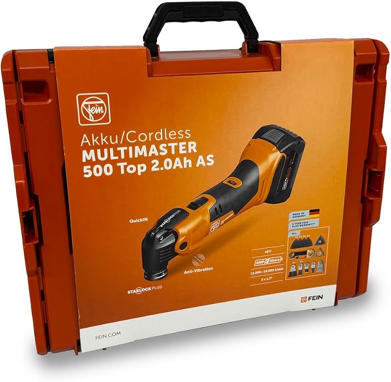 Multimaster AMM 500 Plus Top 2.0 Ah AS, con 30 accessori per lavori di ristrutturazione e rinnovo, compatibile con AMPShare/BOSCH 18V, con caricabatteria GAL 1880 e 2 batterie Li-Ion 18V/2Ah