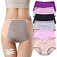 ZJHTK 6Pcs Cotton Incontinence Underwear for Women, Middle Waisted Panties for Women over 60, Reusable Protective Briefs