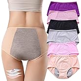 ZJHTK 6Pcs Cotton Incontinence Underwear for Women, Middle Waisted Panties for Women over 60, Reusable Protective Briefs