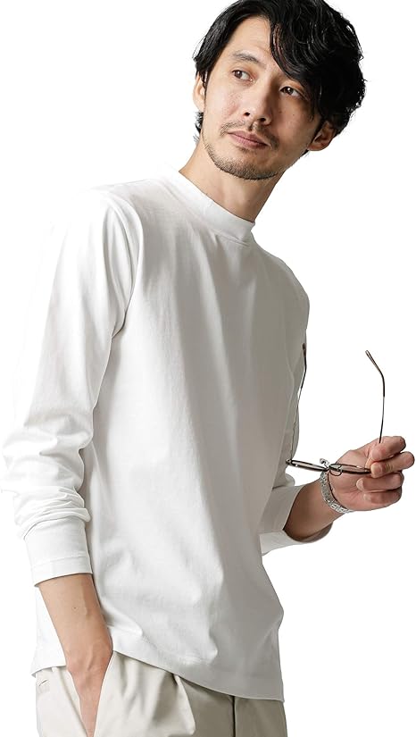 Amazon ナノユニバース Tシャツ シルキー ハイネック カットソー メンズ L ホワイト Nano Universe Tシャツ カットソー 通販