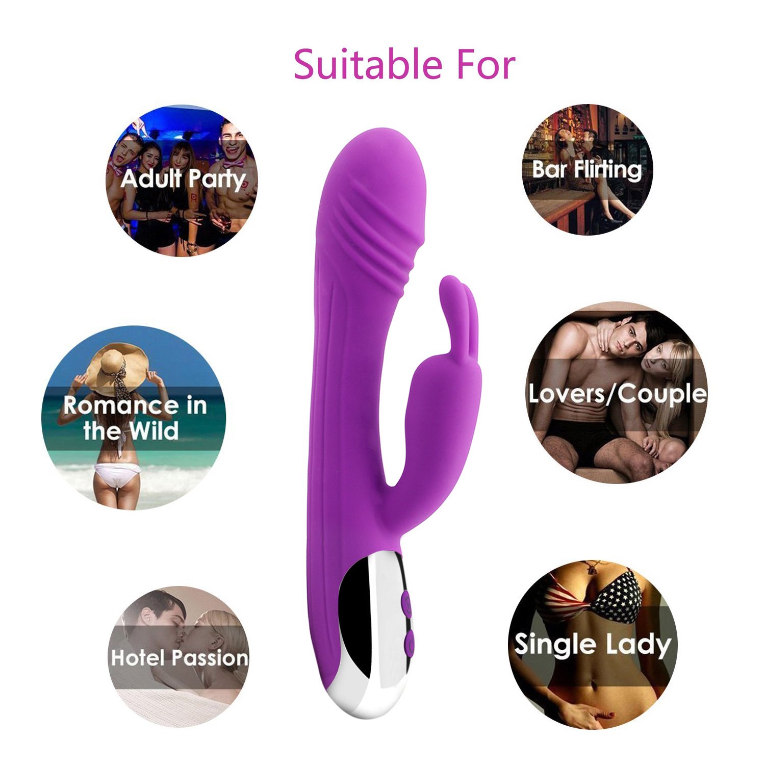 Vibratoren für Sie Klitoris und G-punkt Stimulation mit Stoßfunktion,James Love Silikon Dildo Dual Motoren Rabbit Vibrator mit 7 Vibrationsmodi, Sexspielzeug für frauen und paare,Wasserdicht,leise (Lila)