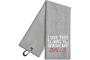 WUUCKOO I Use This Towel to Wash Embroidered Grey Golf Towel, Funny Golf Towels for Golf Bags with Clip, Golf Accessories for Men, Birthday Retirement Gift for Golf Lover Golfer Grandpa Dad Brother