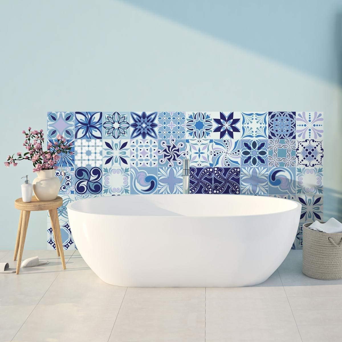Ambiance Sticker Self-Adhesive Decorative Wall Decal Cement Tile for Bathroom and Kitchen Madère - Pack of 30 Stickers of 15 x 15 cm - Image 3