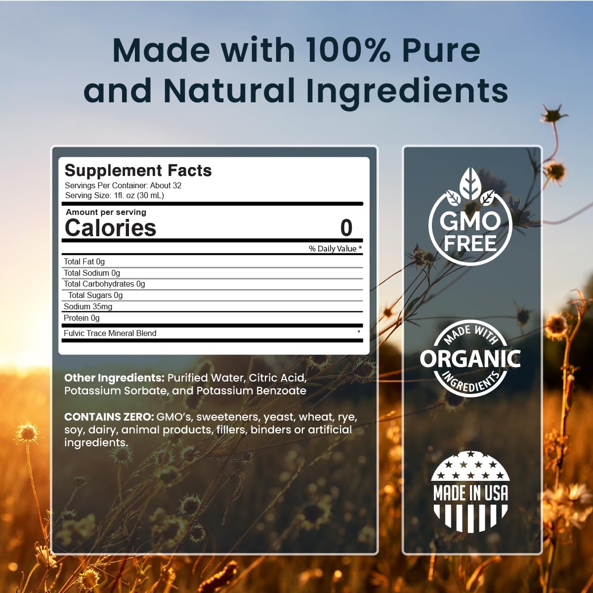 Miracles of Health Liquid Chelated Minerals - Organic Humic Fulvic Mineral Blend - 72+ Plant-Based Minerals, 20 Essential Amino Acids - 100% Natural - 1 Month Supply, 32 fl. oz