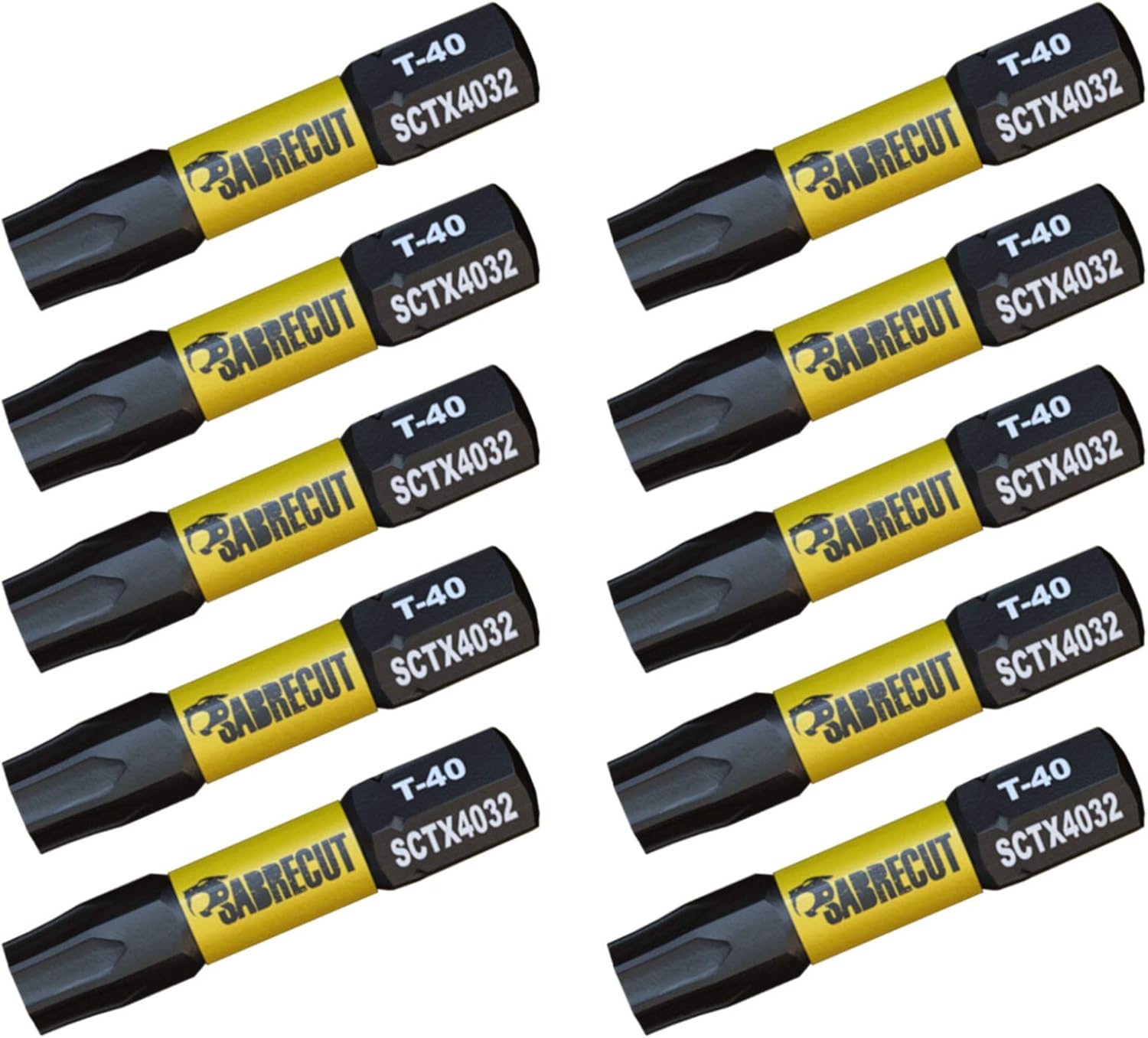 10 x SabreCut SCTX4032_10 32mm T40 TX40 Magnetic Impact Screwdriver Driver Bits Set Torx Heavy Duty, 1/4 inches