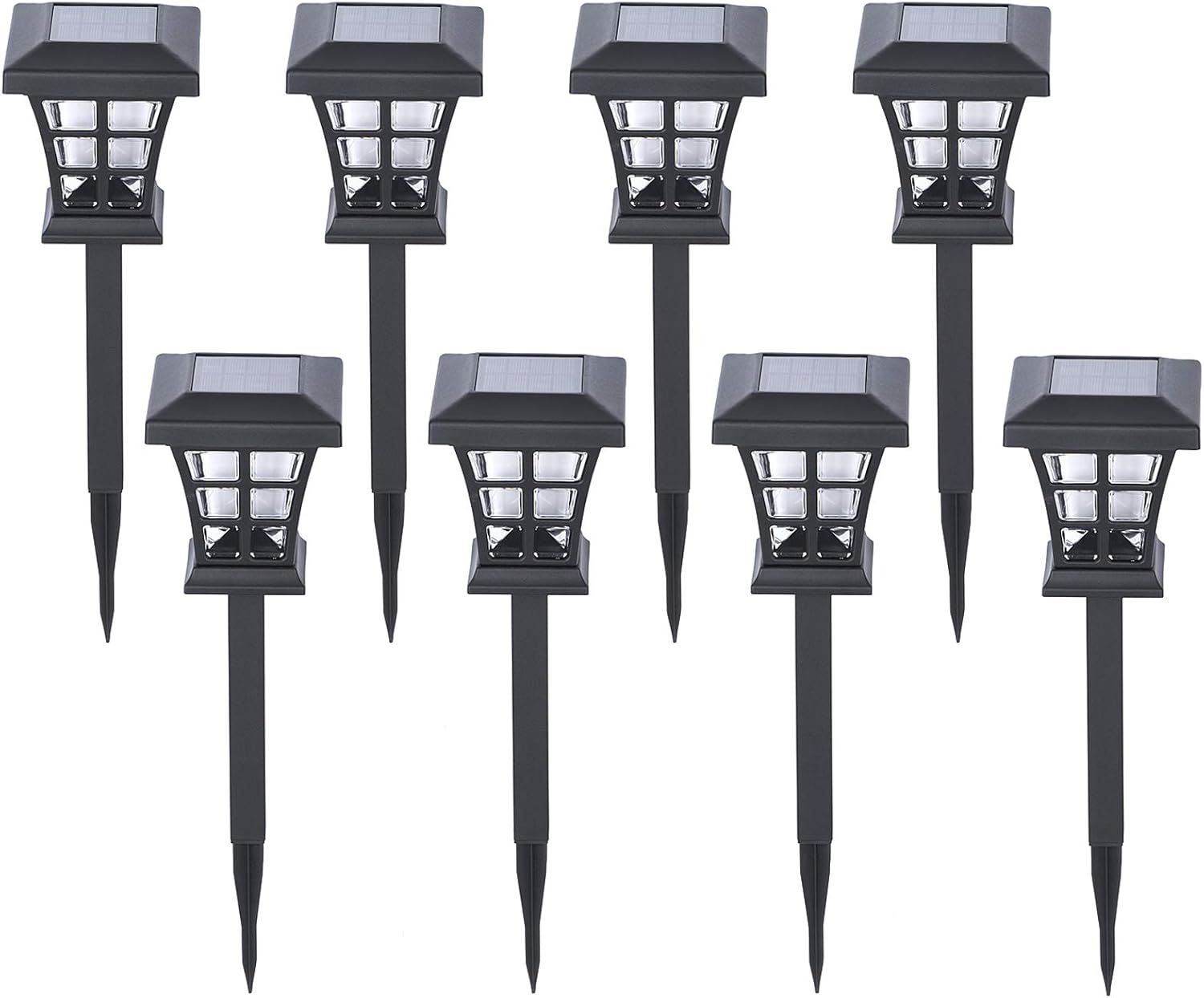 Solar LED Lights Outdoor Pathway Garden Light Waterproof Sun Powered Bright Cold White Landscape Lighting for Yard Patio Walkway Path Lawn 8 Pack